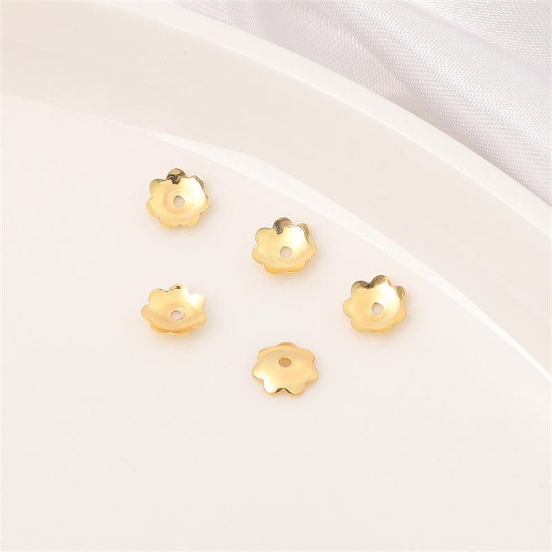14K Gold Filled Flower Cap Bracelet DIY Jewelry Accessories with White Gold Beaded Spacers