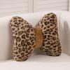 Leopard Print Floral Sofa Cushion With Plush Faux Fur For Home Decor
