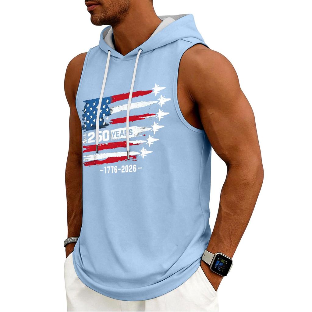 Men's Tank Top Gym Sleeveless Hoodie Shirt Washed Sports Muscle Shirts Fitness Vest With Hood