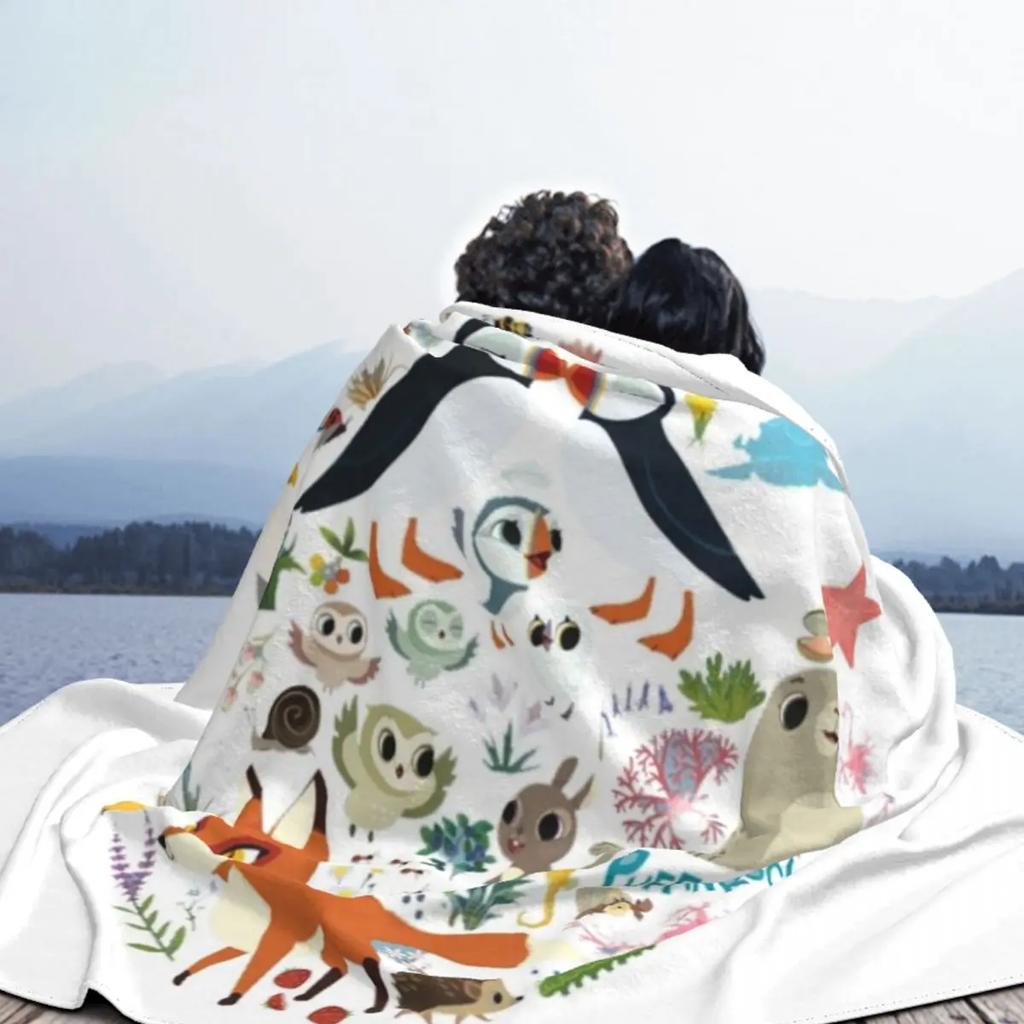 Puffin Rock Gift for Fans Puffin Rock Characters Throw Blanket Luxury Designer Blanket Soft Big Blanket