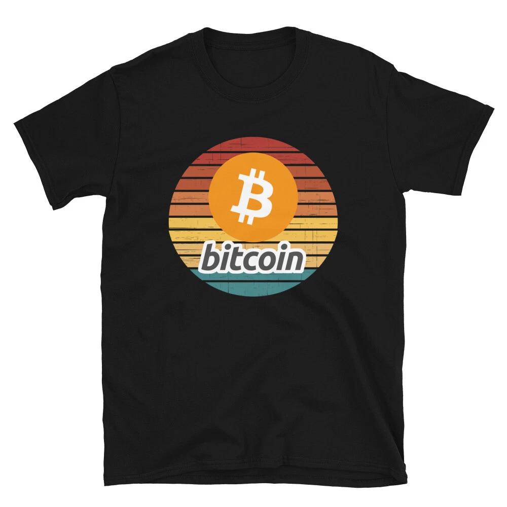 Bitcoin Retro Sunset T- Shirt crypto trader tee 3XL