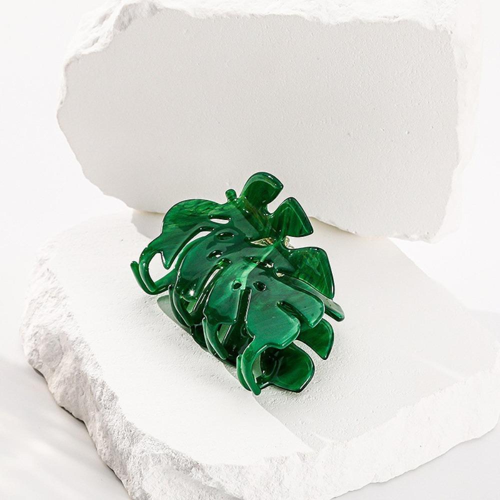 Leaf Style Shark Grab Clip Simple Design Leaf Style Clip Cute New Texture Clip  Hair Accessory