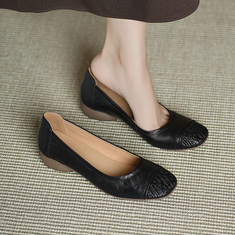

Krazing Pot sheepskin Round Toe Round Low Heels Summer Shoes Big Size 42 Women Shallow Pumps 34 чёрный