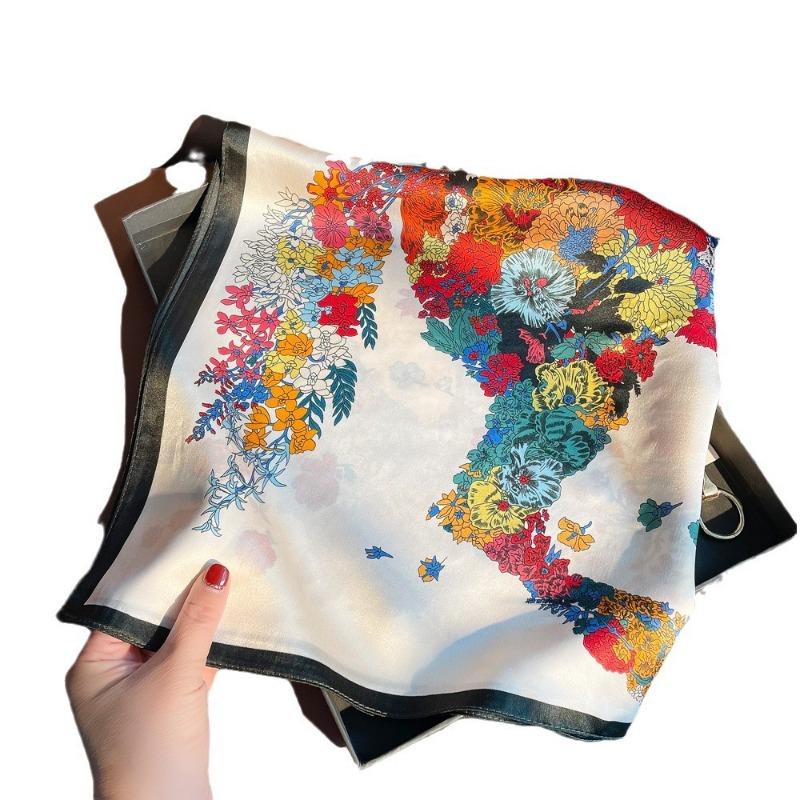Spring new high-grade plain crepe satin mulberry silk silk scarf light luxury elegant versatile silk small square silk gift