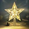 LED Christmas Tree Topper Star Moon Decoration Acrylic Xmas Ornament Energy Saving Shining Lamp Festive Home Room Decor