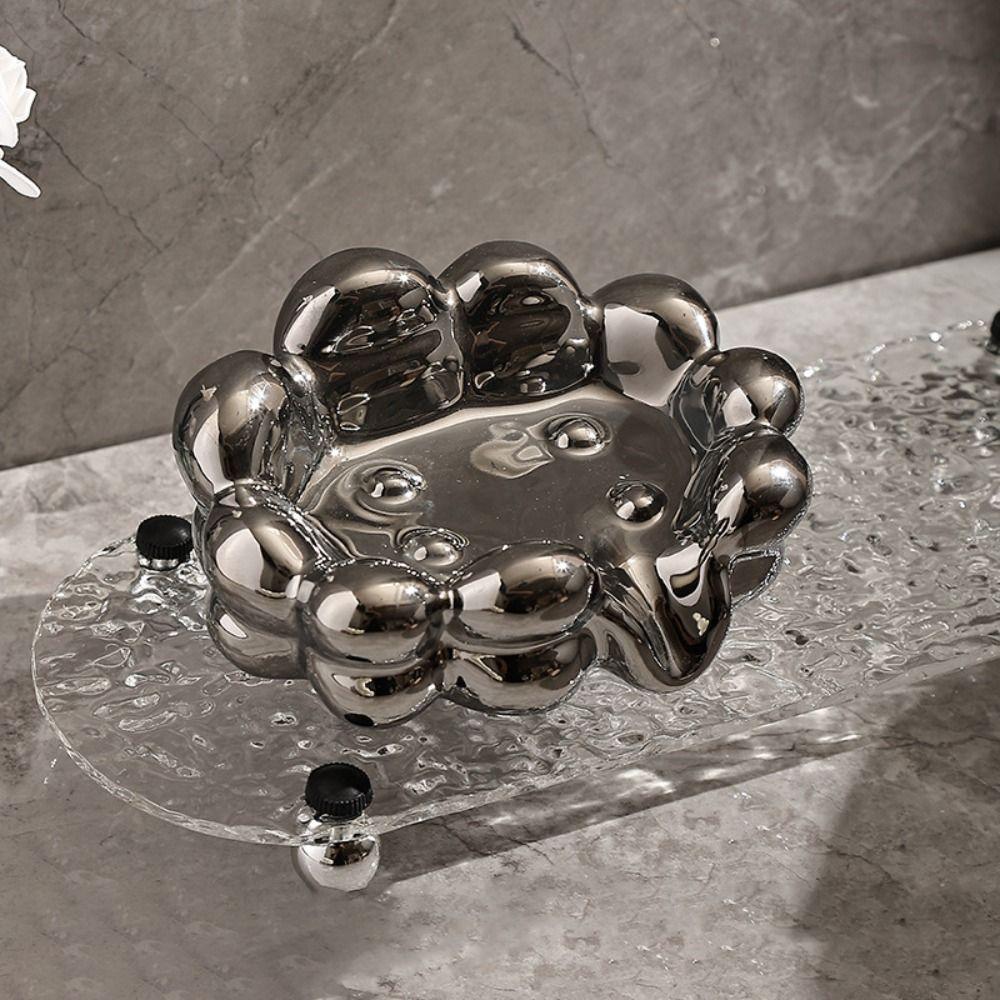 Light Luxury Ceramic Shell Soap Box Automatic Drain Waterproof Soap Holder Perforation-free Moisture-proof Soap Dish Household