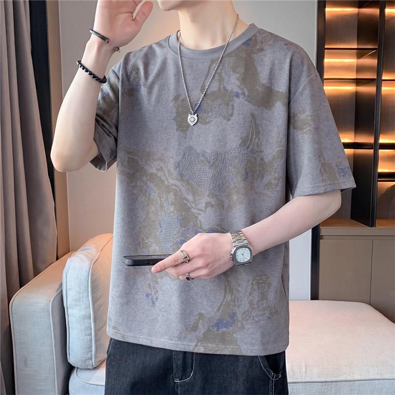 

Short-sleeved T-shirt, Round Neck, Half-sleeved Bottoming Shirt, Plus Size Men s Top 2XL фиолетовый