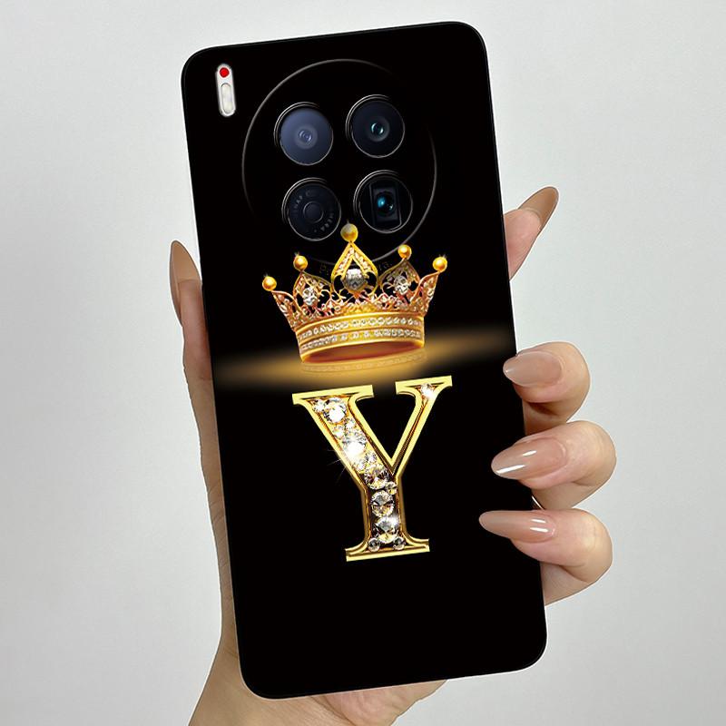 For Tecno Camon 40 Premier 5G CM8 Phone Cases Crown Initial Letter Covers Soft Liquid Silicone Advanced Anti Fingerprint Shell