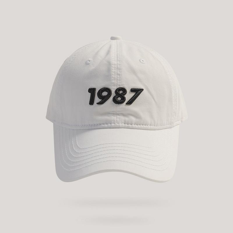 New Big Head Circumference 1987 Embroidered Baseball Cap Quality Deep Top Curved Brim Showing Face Small Cap Children Spring and Autumn Versatile