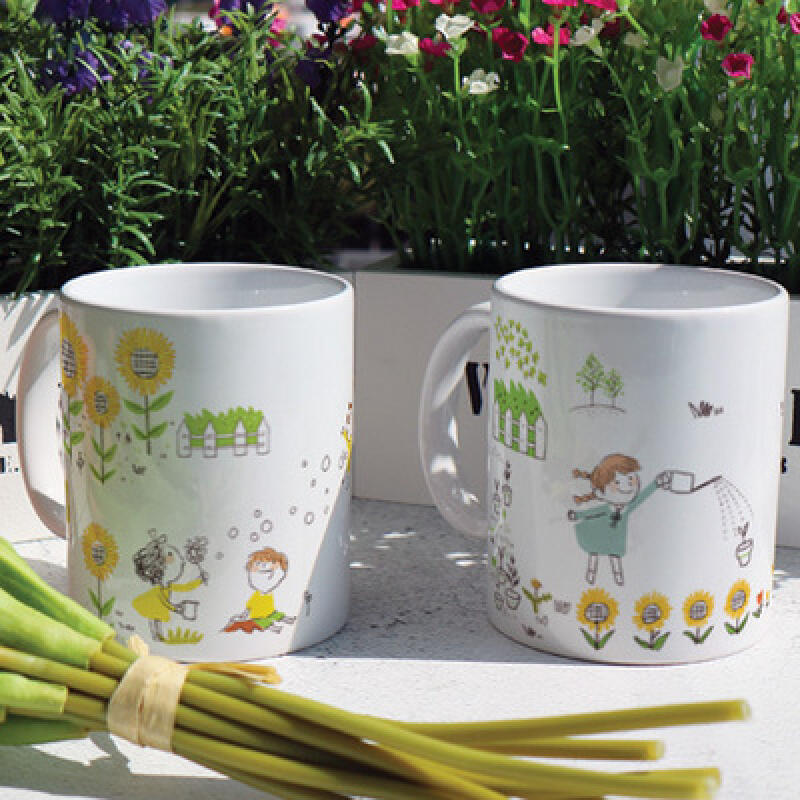 if077-Design Mug 2p-Sunflower and Children
