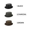 Basic Enchi Fake Leather Porkpie Retro Vintage Style with a Simple Finish and Matte Leather Antibacterial and One Size Fits for Men and Women Hat,
