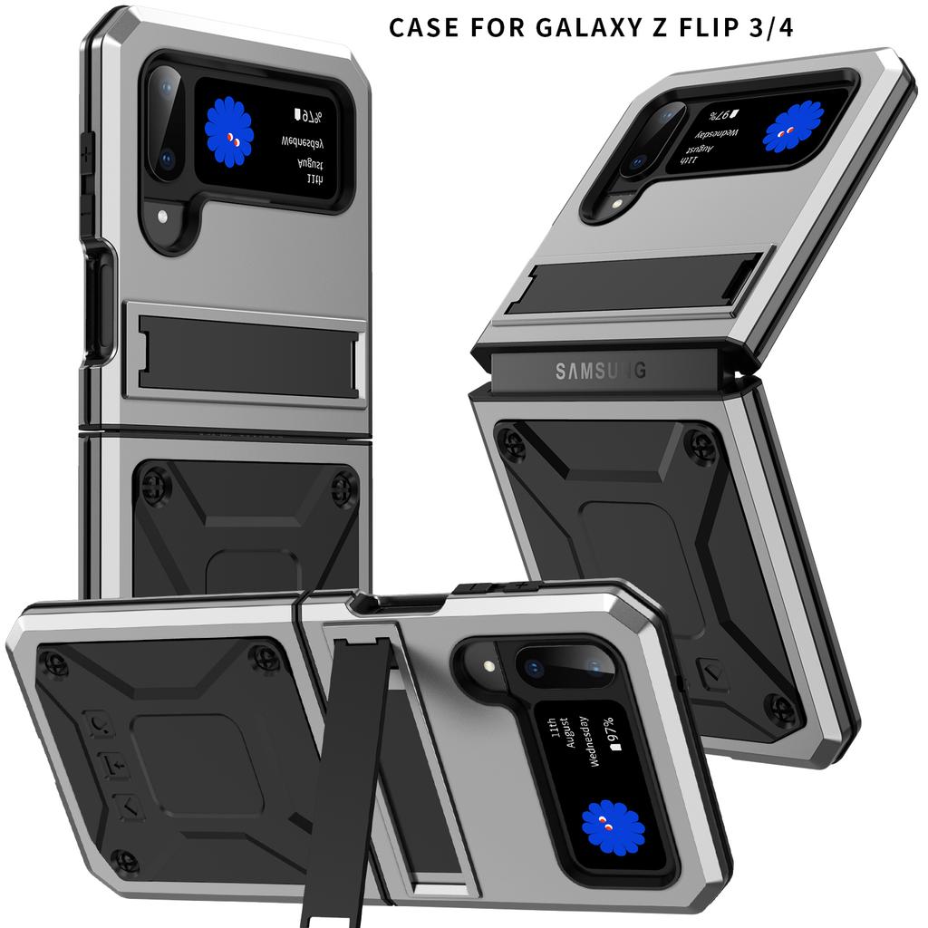 With Bracket+Full Protective For Samsung Galaxy Z Flip 4 5G 2025 Case Kickstand Dual Layer Protective Shockproof for Z Flip 3/4