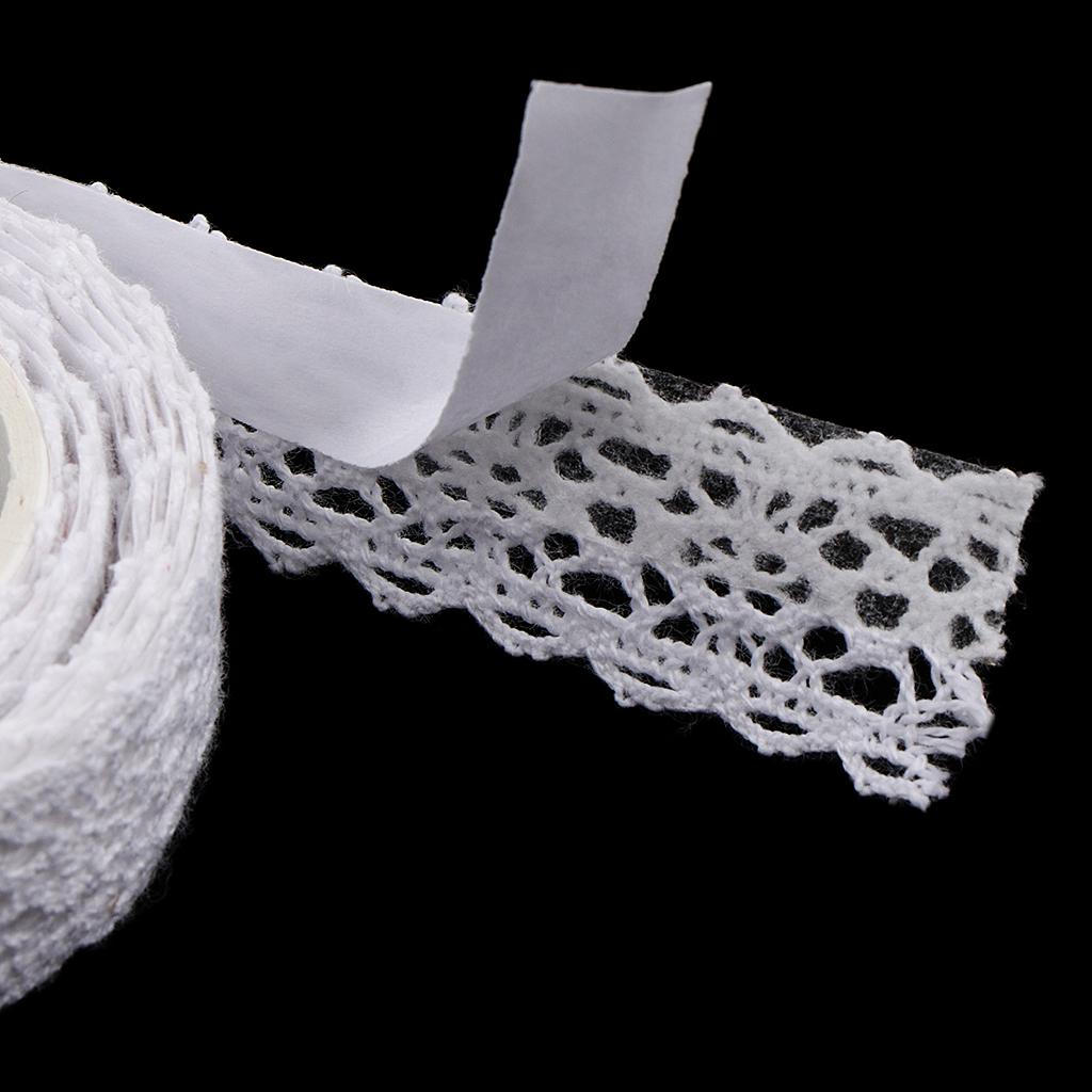 Ruban de dentelle en tissu Crochet tricoté de 6 mètres, rouleau d'autocollant de masquage Washi, ruban de coton auto-adhésif