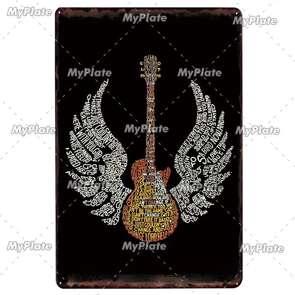 Hudba Gitar Vintage Plechová cedule Plechová cedule Rock Plaketa Domov Nástěnná dekorace Barová cedule Domácí Dekor Země Plakát Drop Shipping