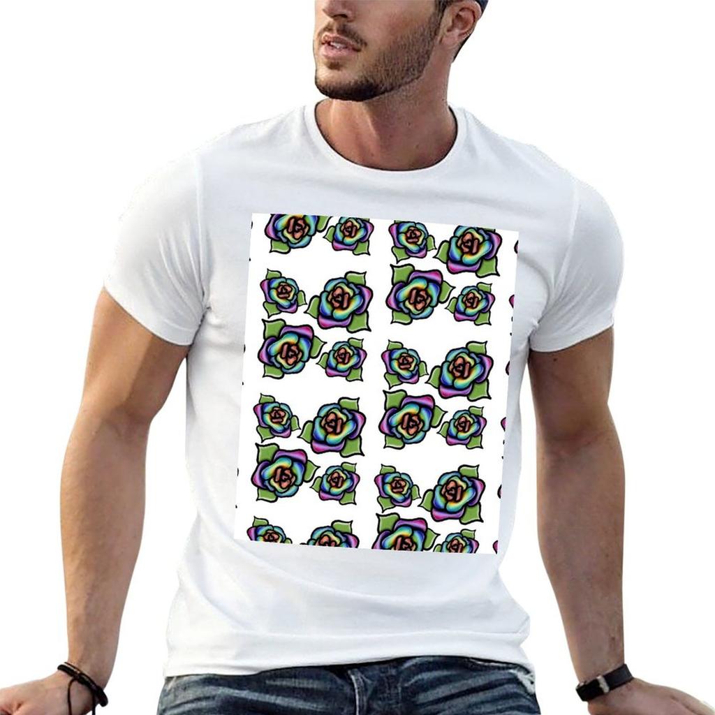 Cute Rainbow Flowers TShirt Large Size Breathable Tee