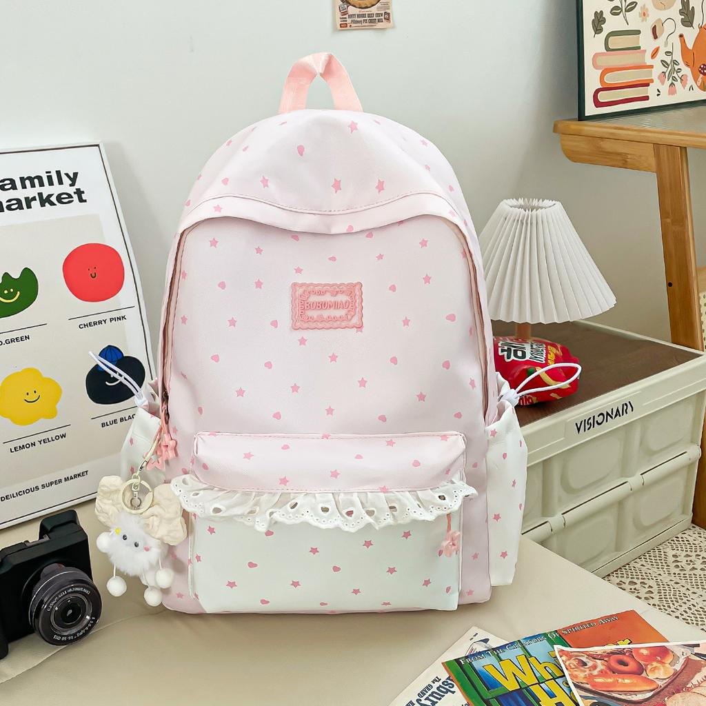 Schoolbag New Girl Lace Backpack Women's New Spring and Summer Student Schoolbag Large Capacity Cute High Value Backpack