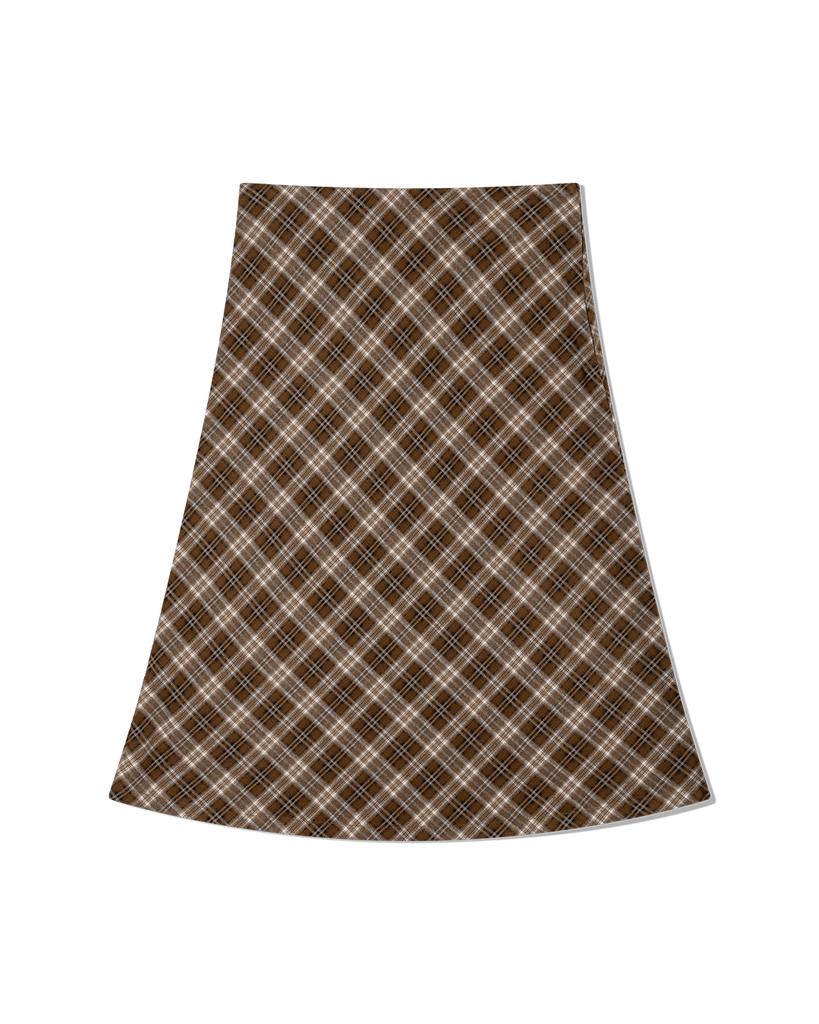 Moa Vintage Check Flare Skirt (Fade Brown)