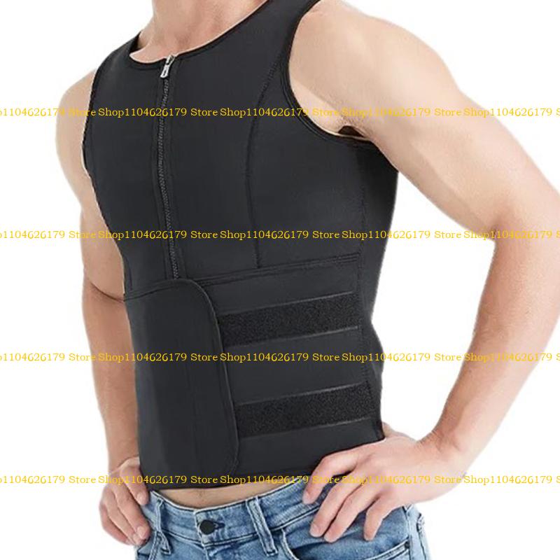 A1A2 Herren Sauna Schweiß Reißverschluss Weste zur Gewichtsabnahme Verstellbarer Taillentrainer Korsett Taillentrainer Körperformende Kleidung Schlankmachende Weste