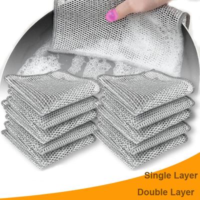 Rust Removal Cleaning Cloth Kitchen Magic Dishwashing Towel Metal Steel Wire Cleaning Rag Microwave Stove Clean Tools Dish Cloth