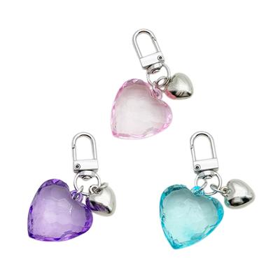 Stylish Love Heart Keychain Eye Catching Acrylic Key Chain Bag Charm Decorations Fashionable Metal Pendant for Backpacks