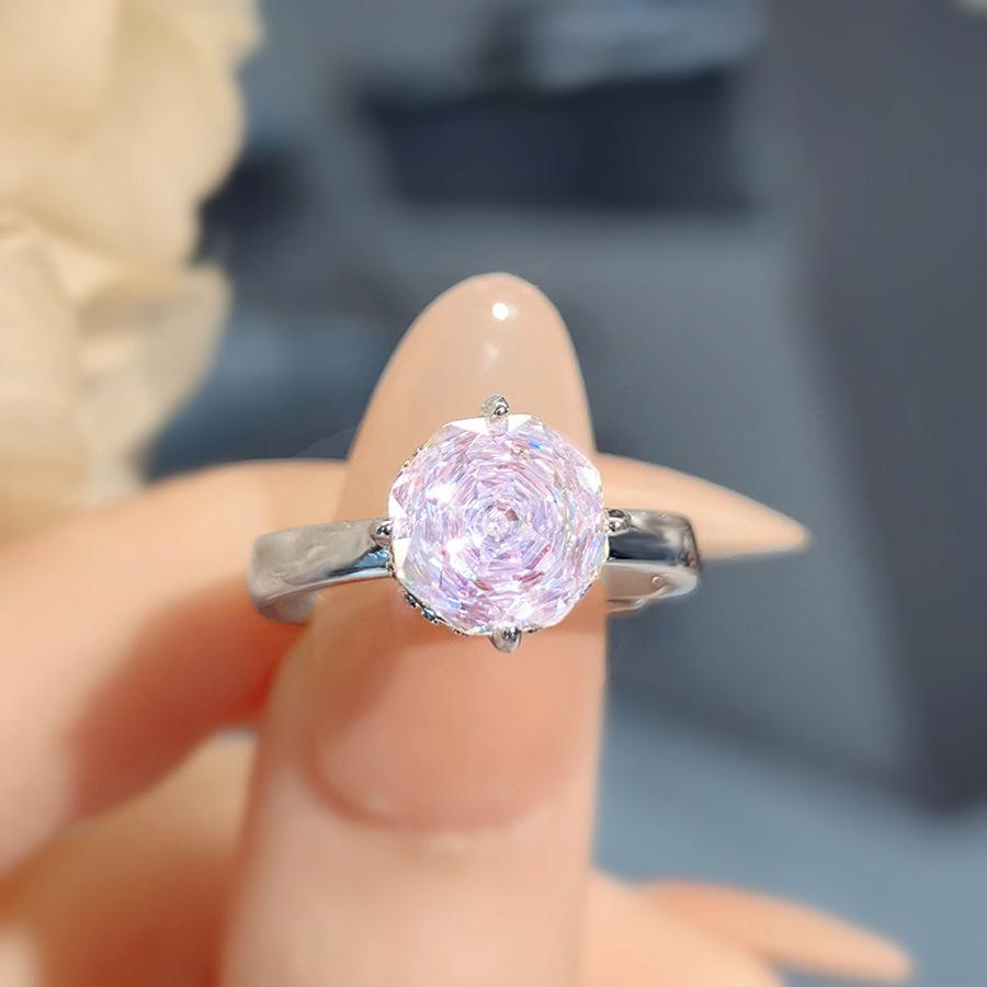 Octagonal Millennium Rose Cut Paraiba Necklace Pendant With High Carbon Diamond Colorful Stud Earrings Pink Diamond Ring Set