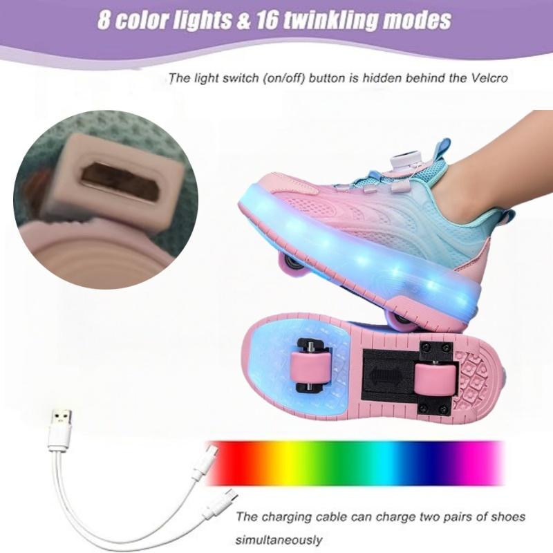 Cross-Border Supply Children's Roller Skates Adults Inline Skate Shoes Men Women's Retractable Glowing Shoes For Ice Skating