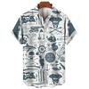 Men Women Vintage Sailing Shirt 3D Graphic Print Hawaiian Beach Shirt Summer Oversized Casual Short Sleeve Tops
