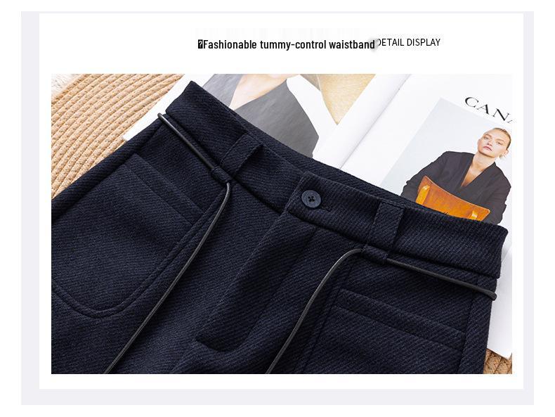 Women's High-Waist Woolen Flannel Pants: Winter Thick, Loose, Narrow-Leg to Wide-Leg Style