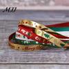 Metallic Christmas Tree Pattern Ribbon Gold Foil Ribbon, Merry Decorative Fabric Flexible for Holiday Crafts Gift Packing, Xmas Party Decorations