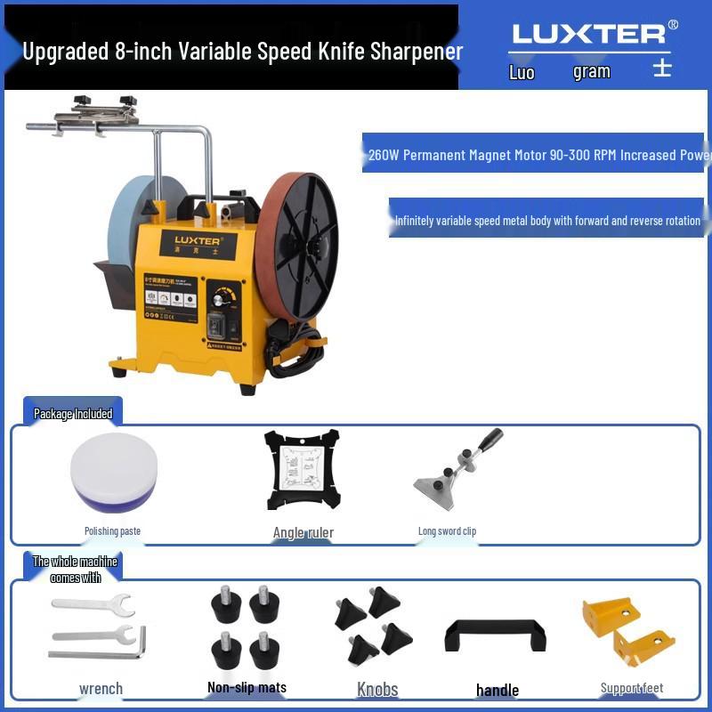 LUXTER Variable Speed Electric Knife Sharpener, 8/10-inch Water-Cooled Grinding Wheel.