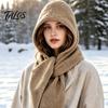 Unisex Winter Travel Cap Knitted Hooded Scarf, Beanies Hat with Cozy Functional Daily Wear Knit Neck Warmer for Cold Weather Shopping Commuting Casual
