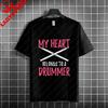 Rock Music Skeleton Drummer  Rock on Drum Kit Graphic Tshirt 100Cotton Short Sleeve Round Neck Humor Style Casual Tshirt