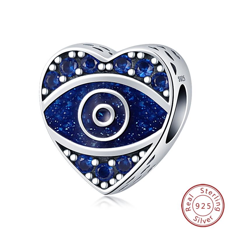 Fit 925 Silver Charms Beads Mysterious Devil's Eye Fatima's Hand Pendant Charms For Women Fine DIY Jewelry