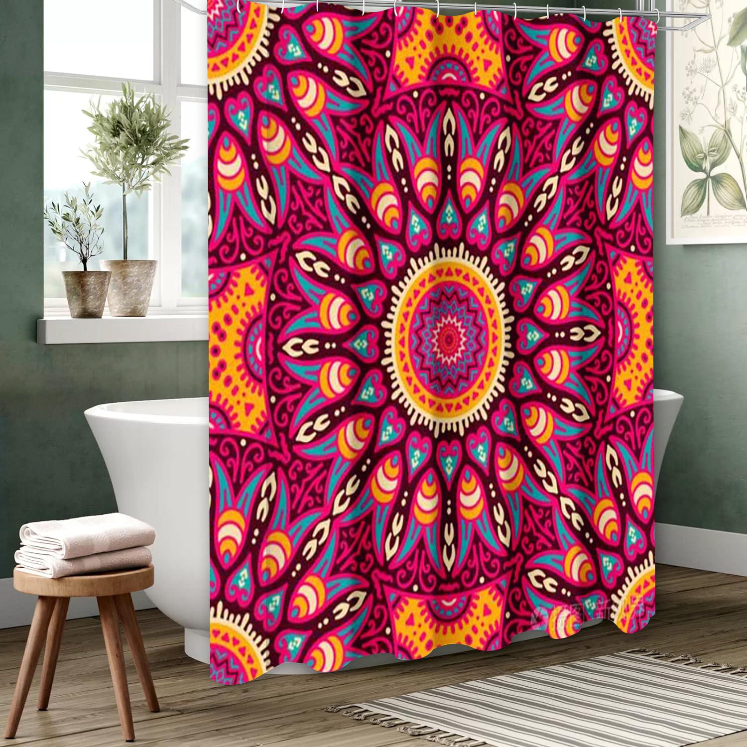 

National Style Mandala Bathing Curtain Bathroom Letters Shower Curtain Waterproof With 12 Hooks Fishes Home Deco Free Ship 180x180cm curtain червоний