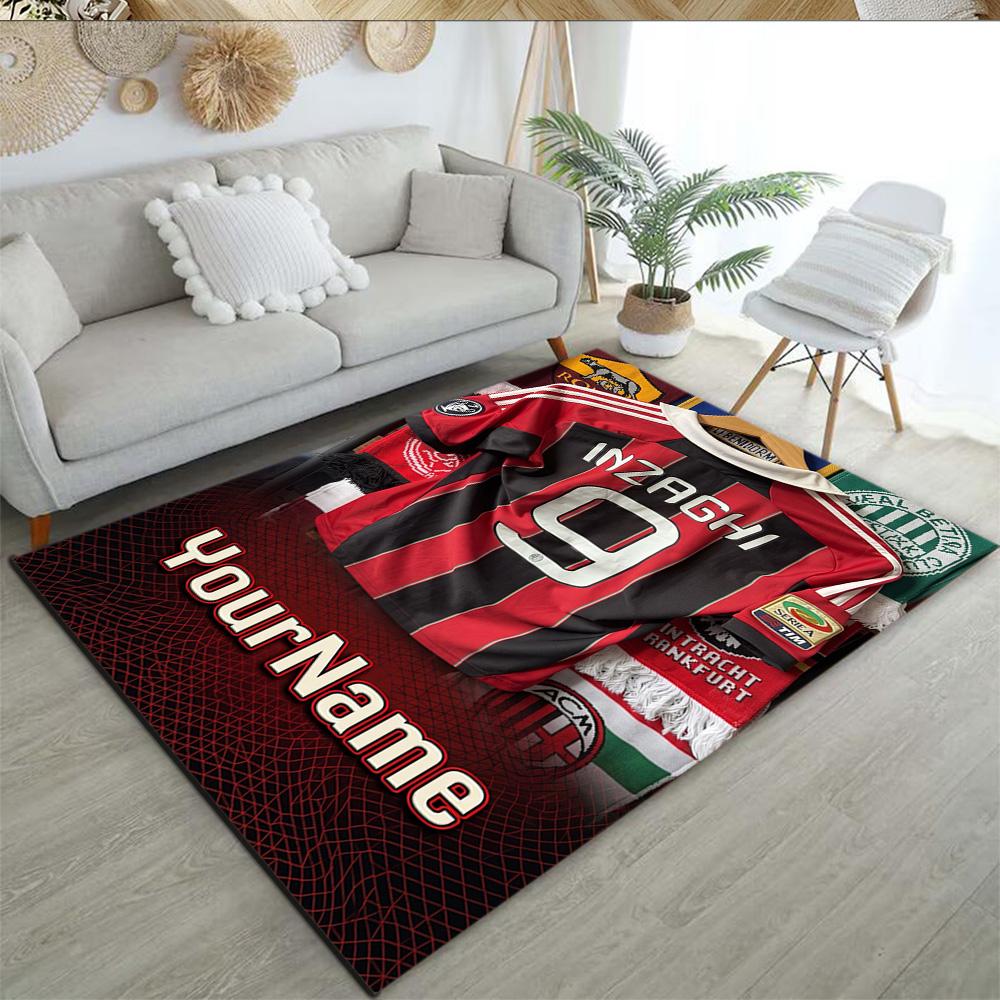 Ac Milan Personalized Text Carpet Suitable for Dining Room Kitchen Study room Living Rooms Anti-slip Rug Decorate Offices