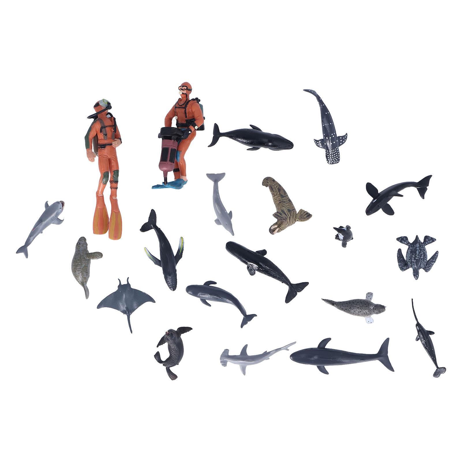 20pcs Marine Animal Figures Model Realistic Assorted 2 Divers Sea Life Figures Toy For Boys Girls разноцветный