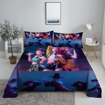 ZOEY RUMI ZIRA D-Dämonenjäger K-Pop Bettwäsche-Set 3D-bedrucktes Bettlaken mit Kissenbezug Bettwäsche King Queen Size
