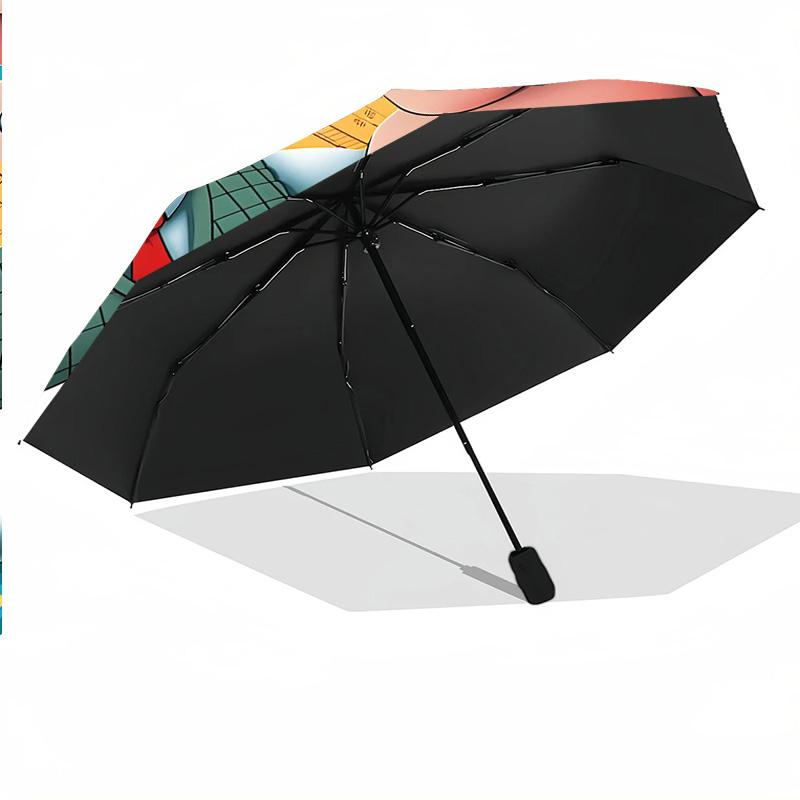 8‑Rib Automatic Umbrella, Wallace And Gromit Design Foldable Umbrella for Sun Rain Protection Travel