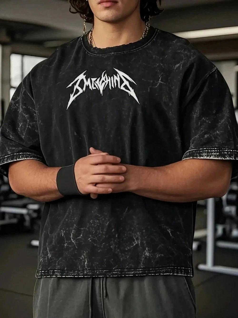 Men s Retro Style Graphic Printed Oversized Heavyweight Washed Cotton tshirt S