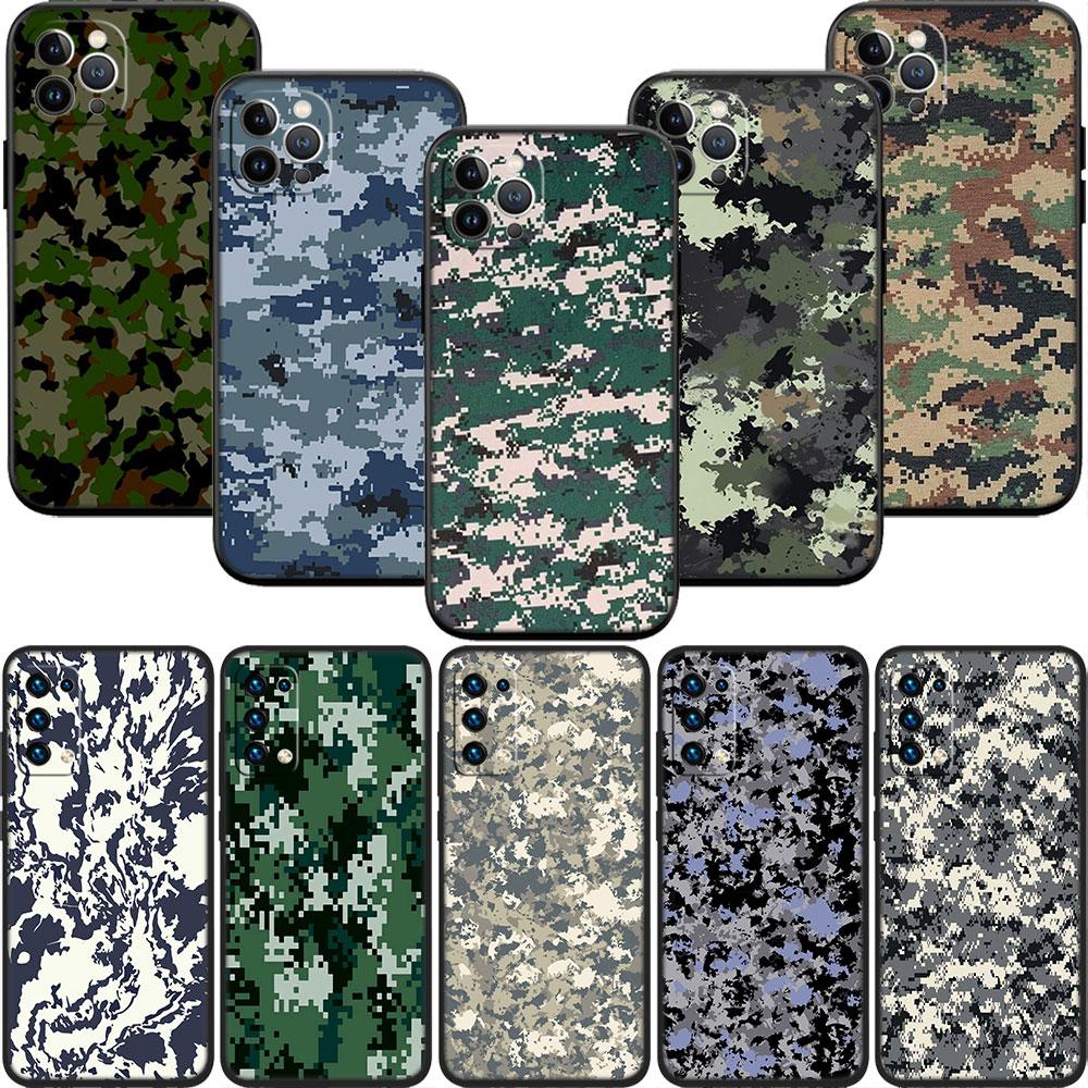 LO18 Camouflage Soft Shell Phone Case for Samsung Galaxy S20 S21 S22 Ultra FE + Plus A21S A22 A24 A25 A26 A30 A30S A31