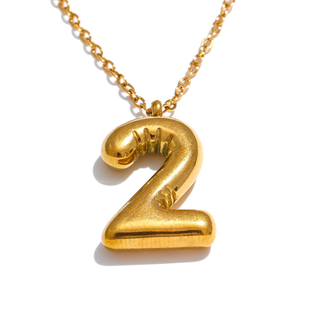 Yhpup Wholesale Stainless Steel Thick Numeral Pendant Necklace PVD Plate Water Resistant Metal Trendy Versatile Jewelry