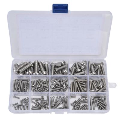185Pcs Hex Socket Pan Head Screw 304 Stainless Steel Screws Assortment for Repairers