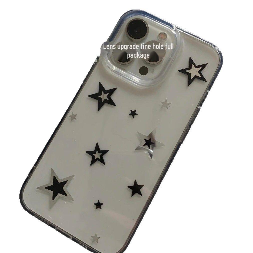 "Niche Black Star Transparent Case for iPhone 13/12/11 Pro/XR/XS/8/7"