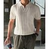 Men S Knitted Polo Shirt Short Sleeve Hollow Out Ice Silk Summer Old Money Style