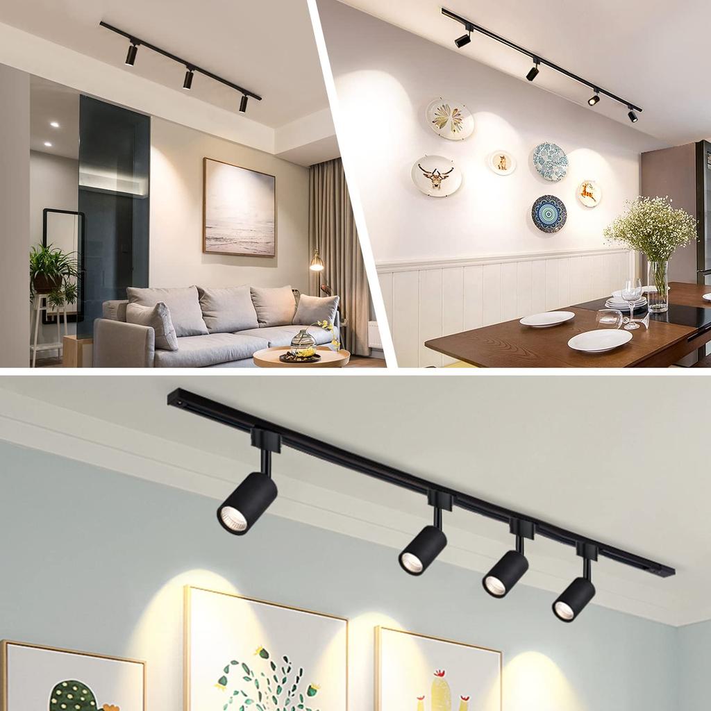 Zevnico Duct Rail Spotlights, Set of 2, E26 Base, Adjustable Angle, LED Spotlights, Duct Rail Lights, Lighting Bar Spotlights, Black