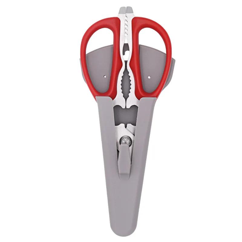 

Лезвие из нержавеющей стали, корейские зажимы для барбекю, бытовые ручки из АБС-пластика, многофункциональные кухонные ножницы с магнитным рукавом красный