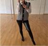 2023 Spring & Autumn Women's Houndstooth Knit Sleeveless Cardigan Vest
