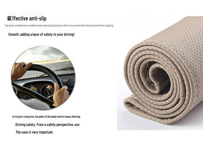 Hand-Sewn Full-Hole Car Steering Wheel Cover Sleeve