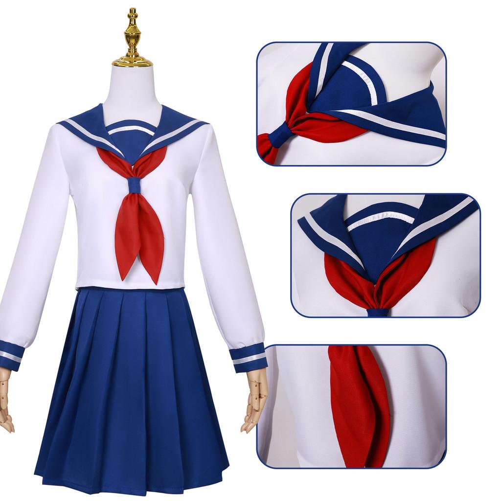 Stylish Night Sakura Rokumi Cosplay Outfit Deep Blue Polyester Fabric For Anime Lovers
