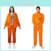 Halloween Adulto Unisex Naranja Prisionero Cosplay Fiesta Disfraz Traje Marca Mantian